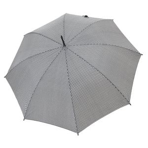 Regenschirm Stockschirm Damen Automatik Hahnentritt Pepita Schwarz Weiß