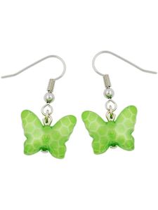 Ohrhaken Ohrhänger Ohrringe 32x16mm Schmetterling mit Schliff Kunststoffperle kiwigrün grün 32x16mm