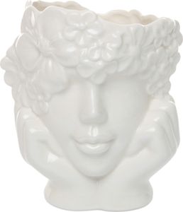 Pflanzkopf Büste Figur zum Bepflanzen Porzellan glänzend Pflanzgefäß weiß Ø12cm H15m