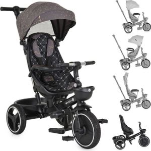 Byox Dreirad Tricycle Fusion verstellbar PolyurethanReifen drehbarer Sitz Schiebestange grau