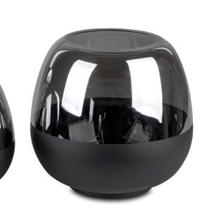 Windlicht, Kerzenhalter BLACK METALLIC bauchig rund H. 22,5cm aus Glas Formano