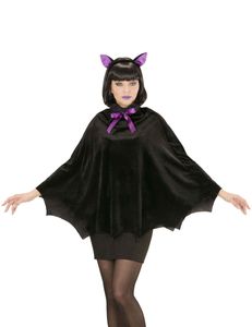 Fledermaus-Poncho für Damen Fledermaus-Kostüm für Halloween schwarz
