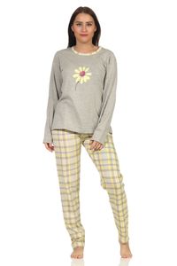 Damen Pyjama langarm, Schlafanzug mit Karo-Muster - 112 201 10 733