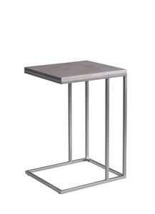 Beistelltisch / Laptop-Tisch Cora in grau - MDFNachbildung Keramikoptik, Gestell Metall Edelstahloptik - 38x43cm, Höhe 62cm