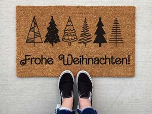Weihnachts-Fußmatte - Frohe Weihnachten Türmatte | Lustige & Dekorative Fußmatte für Weihnachten | Antirutsch-Willkommensmatte für Haustür 60x40 cm