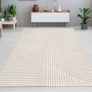 Moderner Teppich in Creme mit 3D Muster Größe - 200 x 290 cm