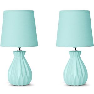 KONSIMO 2er Set Tischlampen "SOTER", Mint, Keramik