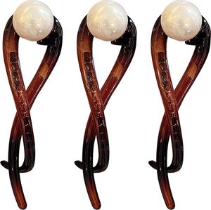 3 Stück Bananenclip mit Kunstperlen im französischen Stil, dünne, dicke Haarklammer, Vintage, rutschfeste Pferdeschwanz-Schnallenklammer, Haarschmuck für Frauen und Mädchen 3 Stück Bananenclip mit Kunstperlen im französischen Stil, dünne, dicke Haarklammer, Vintage, rutschfeste Pferdeschwanz-Schnallenklammer, Haarschmuck für Frauen und Mädchen