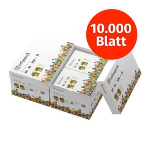 Infowerk Druckerpapier/Kopierpapier, 10.000 Blatt (20x500 Blatt), DIN A4, 80 g/m², hochweiß, PEFC-
