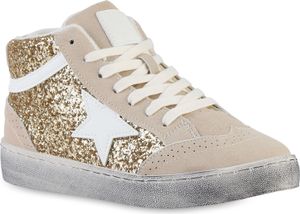 VAN HILL Dámské tenisky High Lace-up Glitter Casual Lace-up Shoes 841577, Barva: zlatá, Velikost: 39