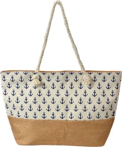 Juleeze JZBG0319 Plážová taška Brown Beige 55x1x36 cm Anchor Design Polyester