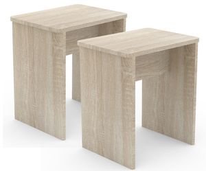 VCM 2er Set Holz Sitzhocker Würfel Fußablage Beistelltisch Esal Sonoma-Eiche