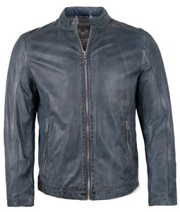 Milestone - Herren Lederjacke Lammnappa  jeans blau