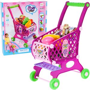 MalPlay Einkaufswagen Kinder Spielzeug | 17-TLG | Zubehör Set mit Spielobst und Gemüse | Supermarkt-Spielzeugset Spielsupermarkt | Geschenk Rollenspiel für Kinder ab 3 Jahren