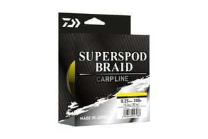 DAIWA SUPERSPOD BRAID, 300m, 0,25mm, 14,4kg / 31,75lbs, pletená šnúra, 12742-325