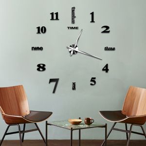 DIY Wanduhr XXL(80-120cm), 3D Wandtattoos Wanduhr DIY Wanduhren Dekoration Uhren für Büro Wohnzimmer Schlafzimmer Uhr Geschenk Home Dekoartikel (Schwarz)