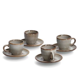 Zeller Espresso-Set, 8-tlg., Keramik, taupe
