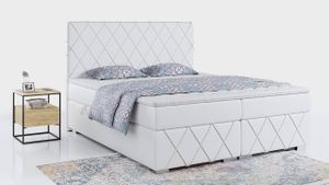 Boxspringbett Schlafzimmerbett mit Bettkasten - IRMA - 120x200cm - Weiß - H3