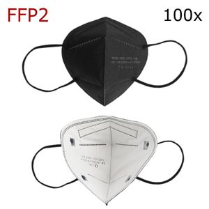 100 Stück Echte preiswerte FFP2-Maske, CE-0161 fünfschichtige Schutzmaske, Mundschutz gege  , filter, 95% Filterschutzmaske schwarz