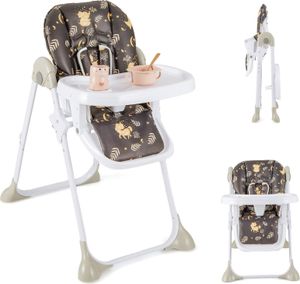 COSTWAY 6 in 1 Babyhochstuhl umwandelbar, klappbarer Hochstuhl höhenverstellbar mit Liegefunktionen, Rollen (Braun)