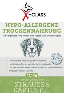 X-CLASS Strauß & Kartoffel Hypo-Allergene Trockennahrung, 11,5kg