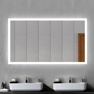 LED Badspiegel Badezimmerspiegel 120x70 mit Beleuchtung Lichtspiegel Wandspiegel mit Touch-schalter beschlagfrei IP44 energiesparend Kaltweiß