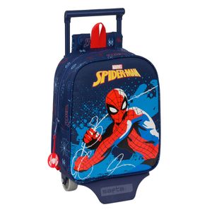 Schulrucksack mit Rädern Spider-Man Neon Marineblau 22 x 27 x 10 cm