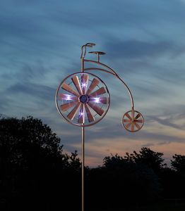 Solar Windrad farbwechsel LED Windspiel Gartendeko Gartenstecker Metall , Solar Windräder:Hochrad