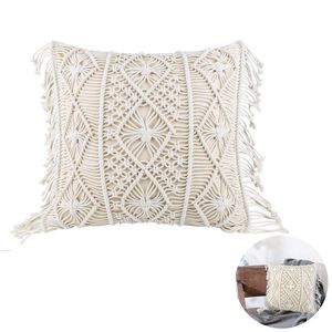 Pillow Cover Makramee Kissenbezug (Beinhaltet kein Kissen)  Dekorativer Kissenbezug for Bed Sofa Couch Bench Car Boho Home Decor,45cm