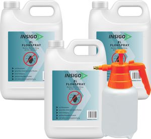 INSIGO 3x2L + 2L Sprüher Anti-Flohspray, Mittel gegen Flöhe, Flohschutz, Katzenfloh, Hundefloh, Insektenschutz, gegen Ungeziefer & Parasiten, Innen & Außen