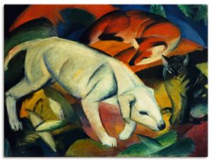ARTland Leinwandbilder Drei Tiere (Hund Fuchs und Katze). 1912 Größe: 120x90 cm