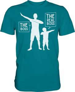 Vater Sohn Dabbing Papa und Kind T-Shirt – Diva Blue / M