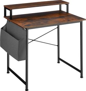 tectake Schreibtisch mit Ablage und Stofftasche - Industrial dunkelbraun, 80 cm