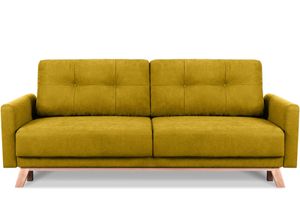 Konsimo Sofa 3 Personen mit ausziehbare Liegfläche "VISNA", Gelb, Stoff, Scandinavian, 220x79x95