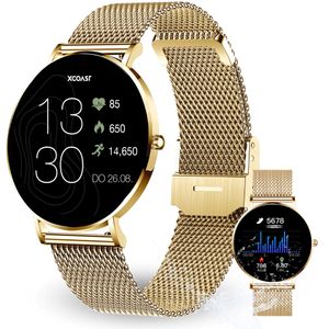 XCOAST SIONA 2 Damen Smartwatch, 4,2cm/1,3" AMOLED Display, iOS/Android, classic gold, Blutsauerstoff, Blutdruck, Puls, 7 Tage Akku