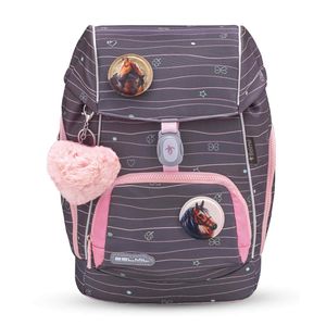 Belmil Premium ergonomischer Schulranzen Set 5 -teilig für Mädchen Für kleine Kinder, Erstklässler mit Patch Set/Brustgurt, Hüftgurt/Magnetverschluss/Braun, Rosa, Mintgrün (405-73/P/S Mint)