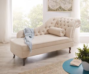 DELIFE Recamiere Patsy 185x75 cm Beige abgesteppt Chesterfield
