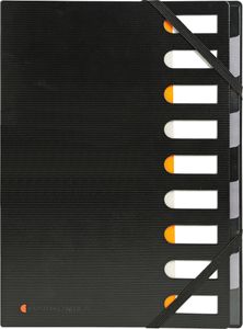 Exacompta 5x Ordnungsmappe Deckel HARMONIKA 9 Fächer Index Schwarz 55334E