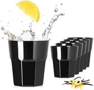 PLATINUX Schwarze Wassergläser aus Glas Set 6 Teilig 210ml (max.290ml) Trinkgläser Allzweckglas Saftglas Pokal stapelbar