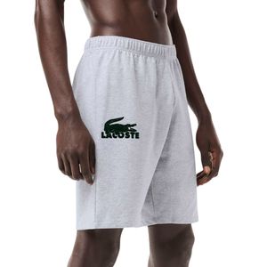 LACOSTE Herren kurze Hose Freizeithose Loungewear-Shorts mit Velours-Krokodil, Farbe:Grau, Artikel:-Y9K gris-chine, Größe:M