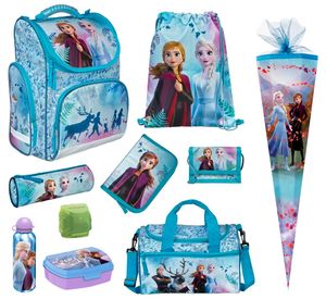Disney Eiskönigin Mädchen Schulranzen Set 10tlg. Federmappe Sporttasche Schultüte 85cm Frozen 2 Anna & Elsa Türkis-Blau
