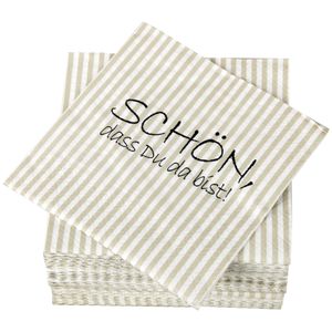 Servietten 33x33cm ( Schön das du da bist ), 1/4 Falz, 3-lagig, 40er Pack