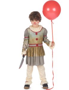 Halloween-Clown-Kostüm für Kinder grau-beige-rot