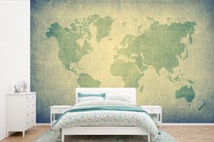 MuchoWow® Fototapete für Wohnzimmer oder Schlafzimmer Wandtapete Vinyl Motivtapete Weltkarte - Globus - Grün - Kinder - Jungen - Mädchen - 525x350 cm - Kindertapete - Das Hintergrundbild
