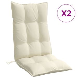 vidaXL Hochlehner-Auflagen 2 Stk. Creme Oxford-Gewebe