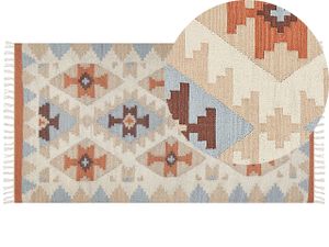 BELIANI Kelímový koberec viacfarebný bavlnený 80 x 150 cm obojstranný obdĺžnikový s geometrickým vzorom tradičný dizajn