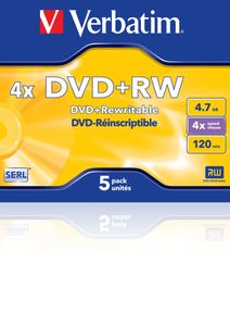 VERBATIM 43229 DVD+RW 4X Rohling 5er Jewelcase Rohling