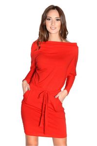 Damen Kleid Langarmn Party Minikleid Schulterfrei Kleid Dress; Rot/2XL/3XL
