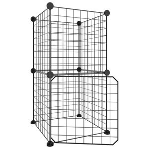 vidaXL 8-dielna klietka pre domáce zvieratá s dvierkami čierna 35x35 cm oceľ
