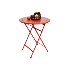DanDiBo Table Bistro Table Red Round Ø 65 cm Skládací stůl Zahradní stůl Metal Passion Iron Table Balkonový stůl